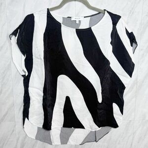 Milly Monochrome Wave Short Sleeve Top Large